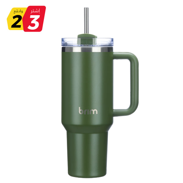 Large Travel Mug with Straw 40oz Forest Green - Brim