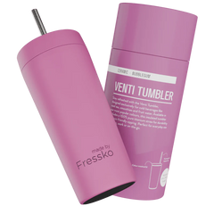 Bubblegum Venti 20oz Ceramic Interior Reusable Cup with Titanium Straw - Fressko