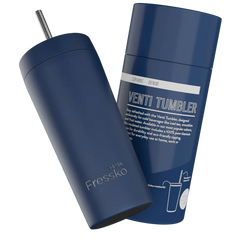 Denim Venti 20oz Ceramic Interior Reusable Cup with Titanium Straw - Fressko