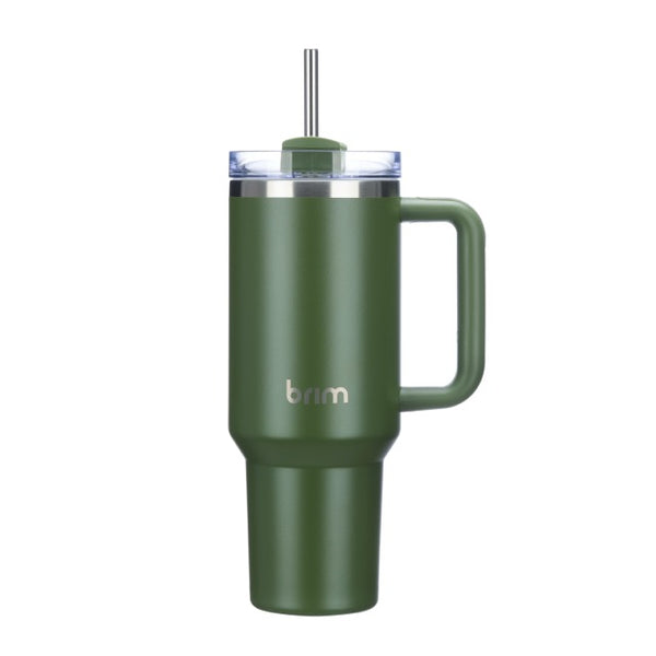 Large Travel Mug with Straw 40oz Forest Green - Brim