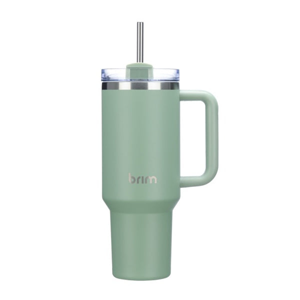 Large Travel Mug with Straw 40oz Pistachio Green - Brim