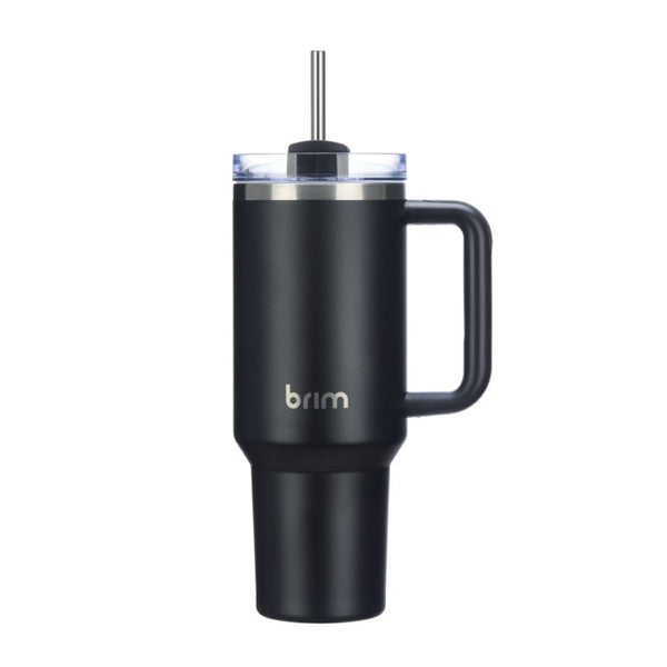 Large Travel Mug with Straw 40oz Jet Black - Brim