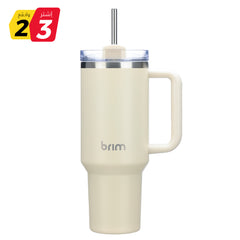 Large Travel Mug with Straw 40oz Ivory - Brim