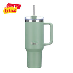 Large Travel Mug with Straw 40oz Pistachio Green - Brim