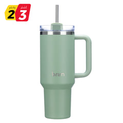 Large Travel Mug with Straw 40oz Pistachio Green - Brim