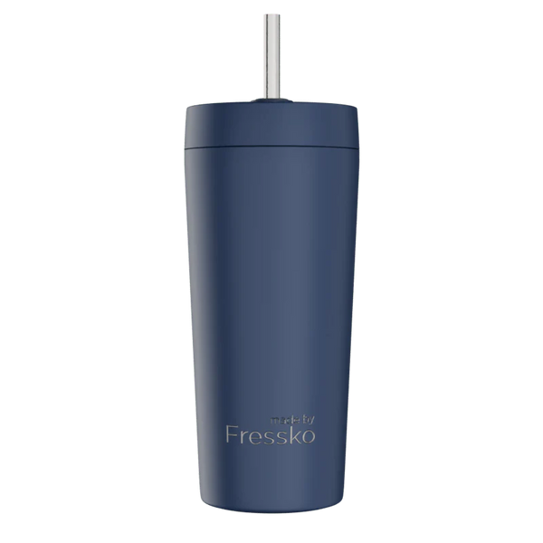 Denim Venti 20oz Ceramic Interior Reusable Cup with Titanium Straw - Fressko