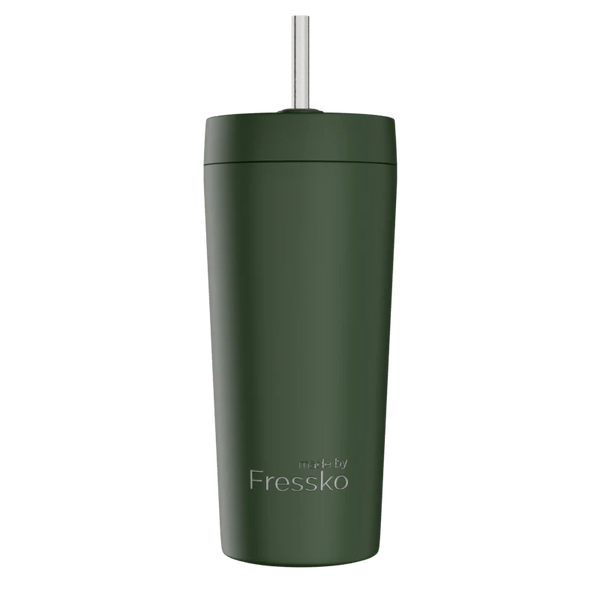 Khaki Venti 20oz Ceramic Interior Reusable Cup with Titanium Straw - Fressko