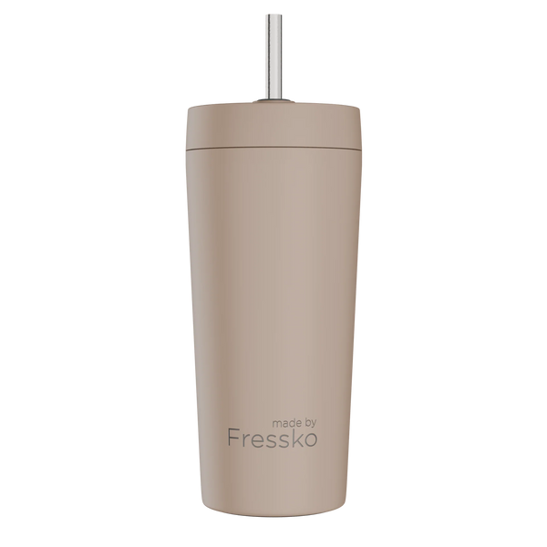 Oat Venti 20oz Ceramic Interior Reusable Cup with Titanium Straw - Fressko