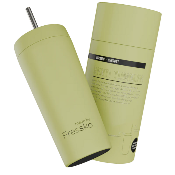 Sherbet Venti 20oz Ceramic Interior Reusable Cup with Titanium Straw - Fressko
