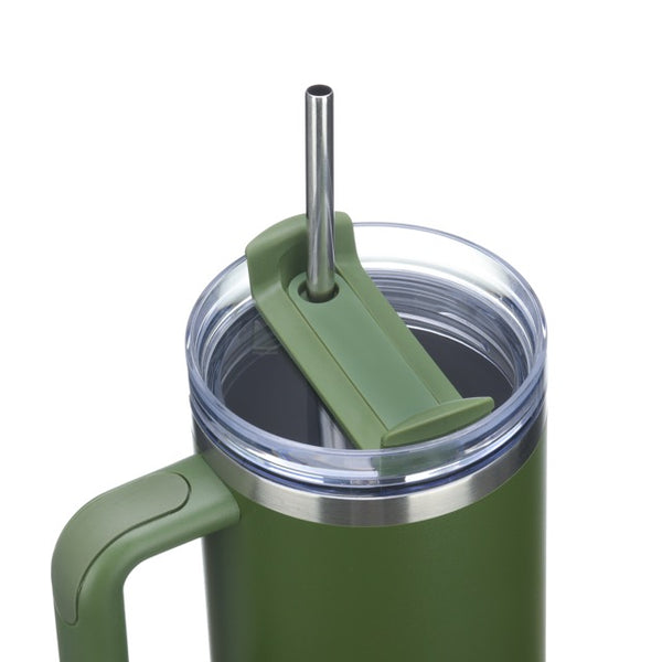 Large Travel Mug with Straw 40oz Forest Green - Brim